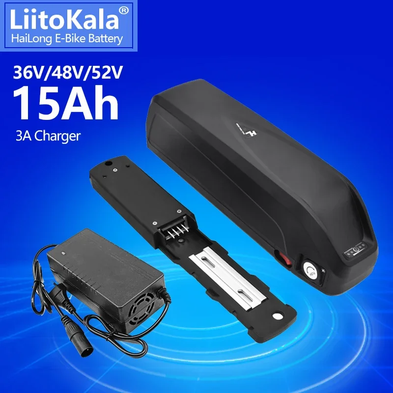 

LiitoKala 52v 48v 36v 15Ah Battery Pack For Hailong Electric Bicycle 500w 750w 1000w Ebike Batterie Bafang BBS02 BBS03 BBSHD