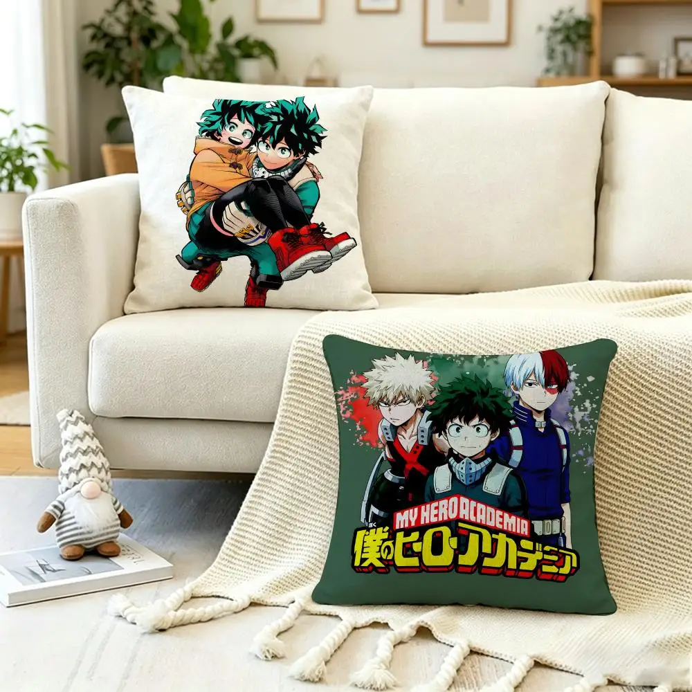 Anime Poster  M-My A-Academia Cushion Cover Anti-dustmite Pillowcase Invisible zipper silky short plush Sofa cushion cover