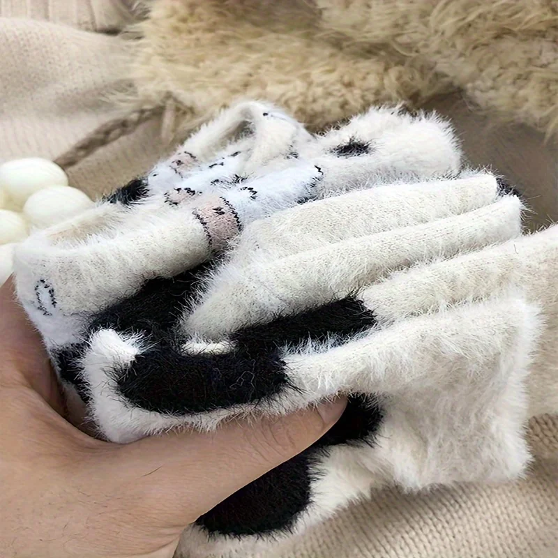 Autumn and Winter Style Milk Point Fuzzy Socks, Thickened Inner Lining for Warmth, Cute Family Warm Socks view 3