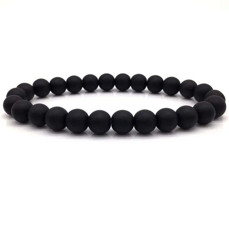 Black Fashion Stretch Bracelet Men's Vintage Handmade 8mm Tiger Eye Stone Matte Bead Bracelet jewelry