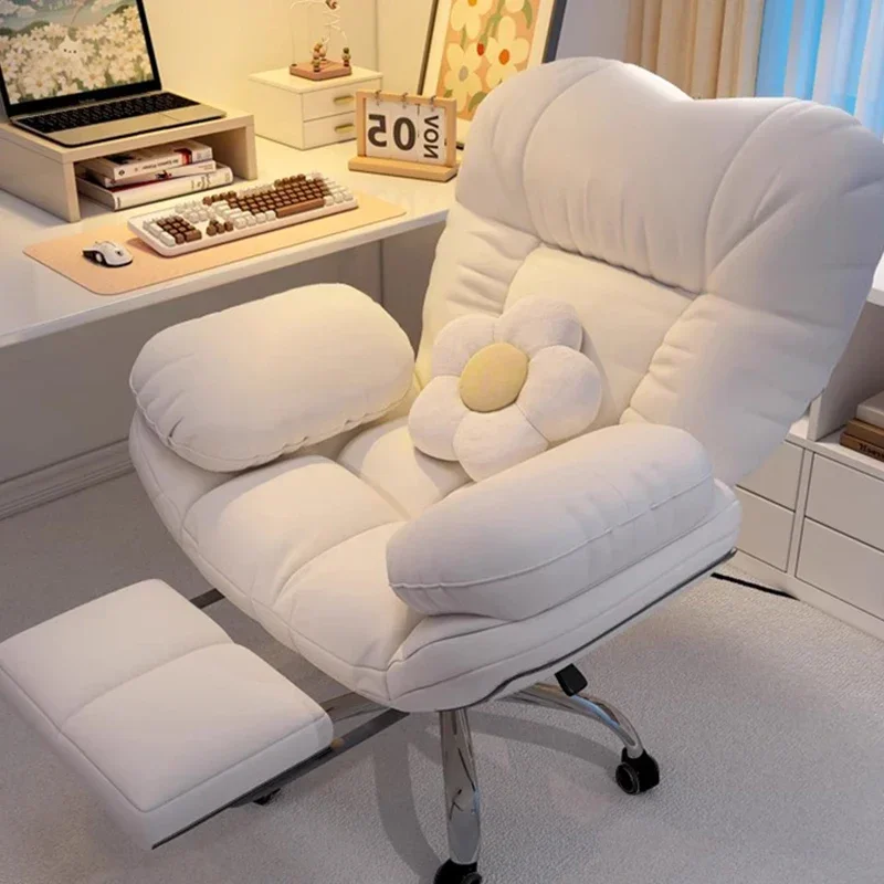 Chaise de bureau ergonomique avec repose-pieds relaxant, roues en velours, pas cher, confortable, luxe, bureau, lecture