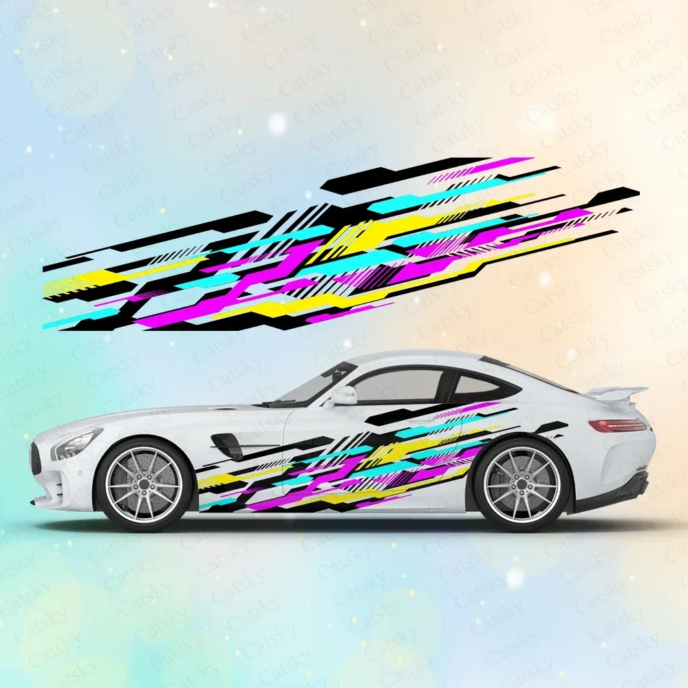 

Colorful Racing Geometry Large Car Stickers and Decals Car Body Stickers Car-Side Decals Waterproof Car Vinyl Stickers