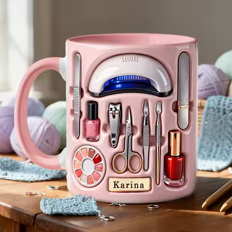 &zwnj;Personalized Ceramic Cup for Nail Techs - Custom Name Gift Idea