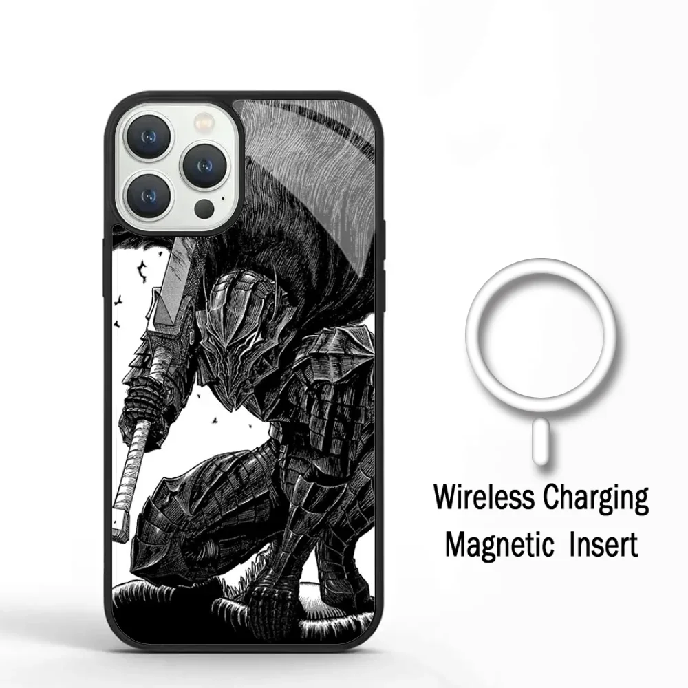 Berserk Guts Anime Phone Case For IPhone 11 12 13 14 15 Plus Pro Max Mirror Acrylic Cover For Magsafe