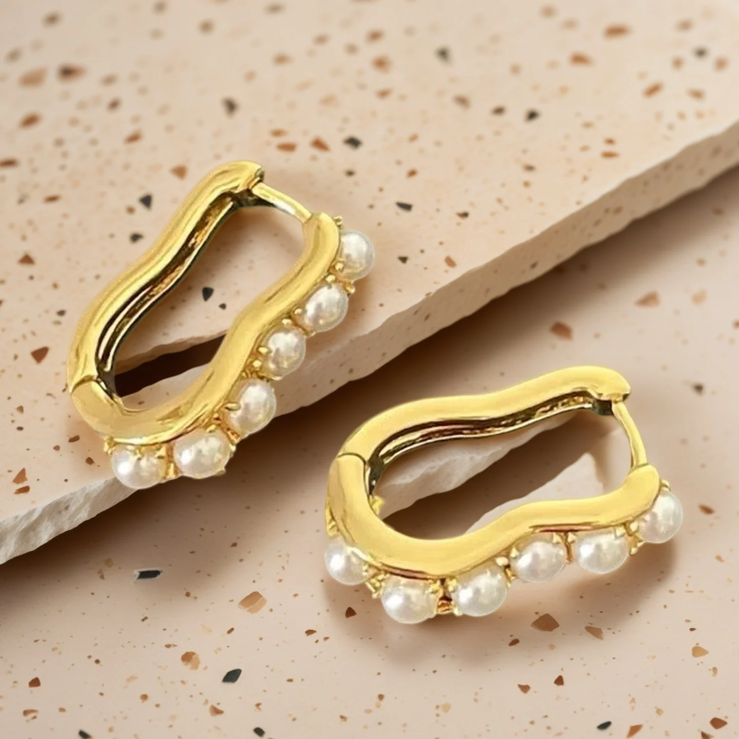 Yuri Ailey Irregular Pearl Mini Gold Huggie Hoops Dainty Small Inlaid Pearl Earrings Women Daily Office Jewelry Gift 2026