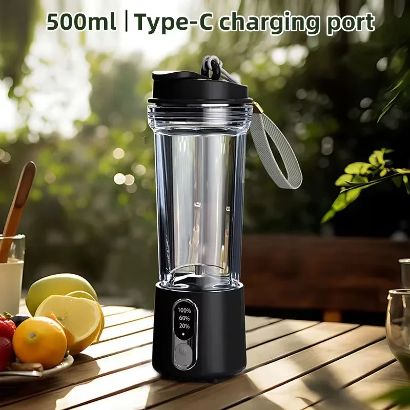 500ml Wireless Portable Juicer,USB Rechargeable Intelligent Juice Cup,Small Kitchen Blenders,Camping Mixer Ice Crusher,Healthy