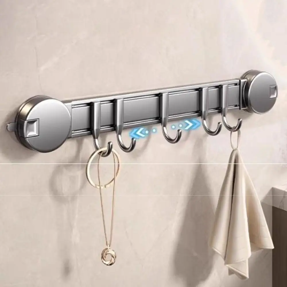 4/5/6 Hooks Suction Cup Hooks Space Aluminum Punch-Free Vacuum Adsorption Hooks Wall-mounted Simple Sundries Storage Hook