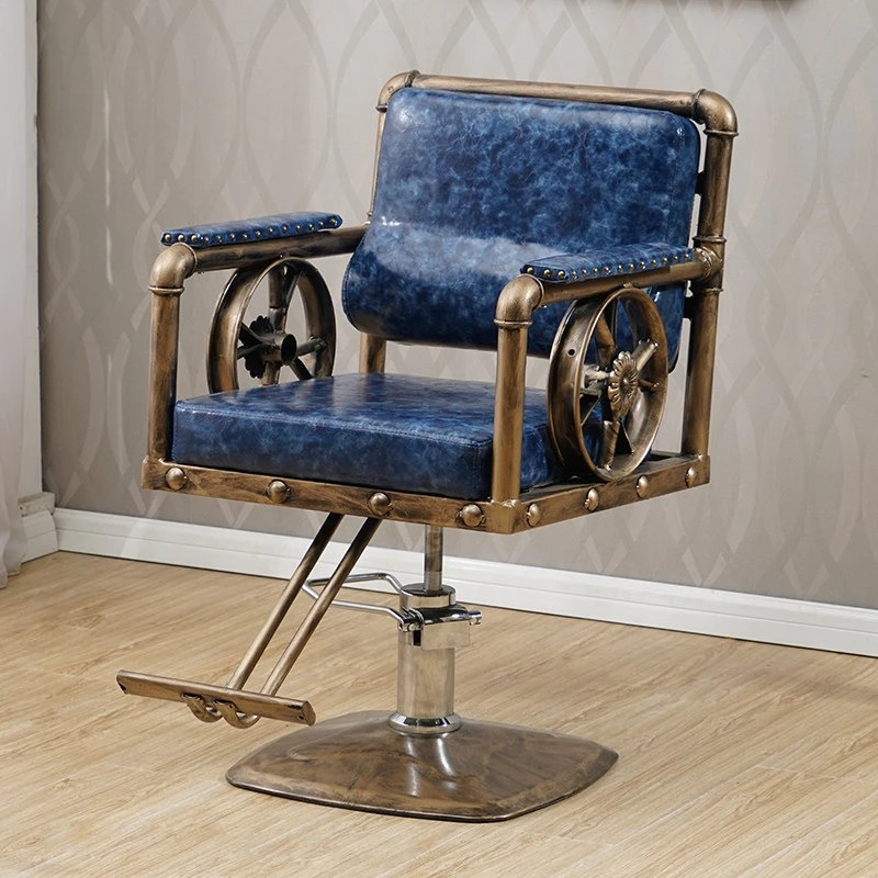 Retro Wrought iron barber chair hairdressing speciall pedal Lifting haircut chair professional Beauty friseurstuhl furniture