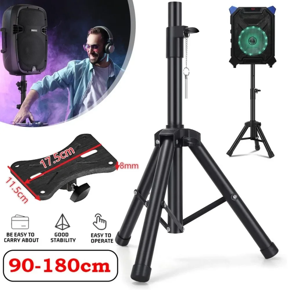 Supporto per Altoparlanti Regolabile a Treppiede, Supporto Pieghevole da Pavimento, Supporto per Microfono per Studio, Musica, Spettacoli, Registrazioni, 90-180CM