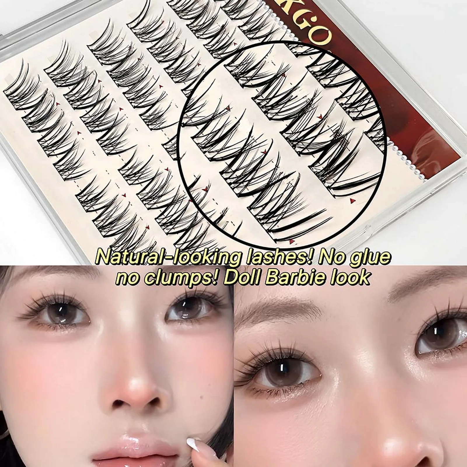 Eyelash Extension Wispy Look - Set False Eyelashes Synthetic Fiber Natural