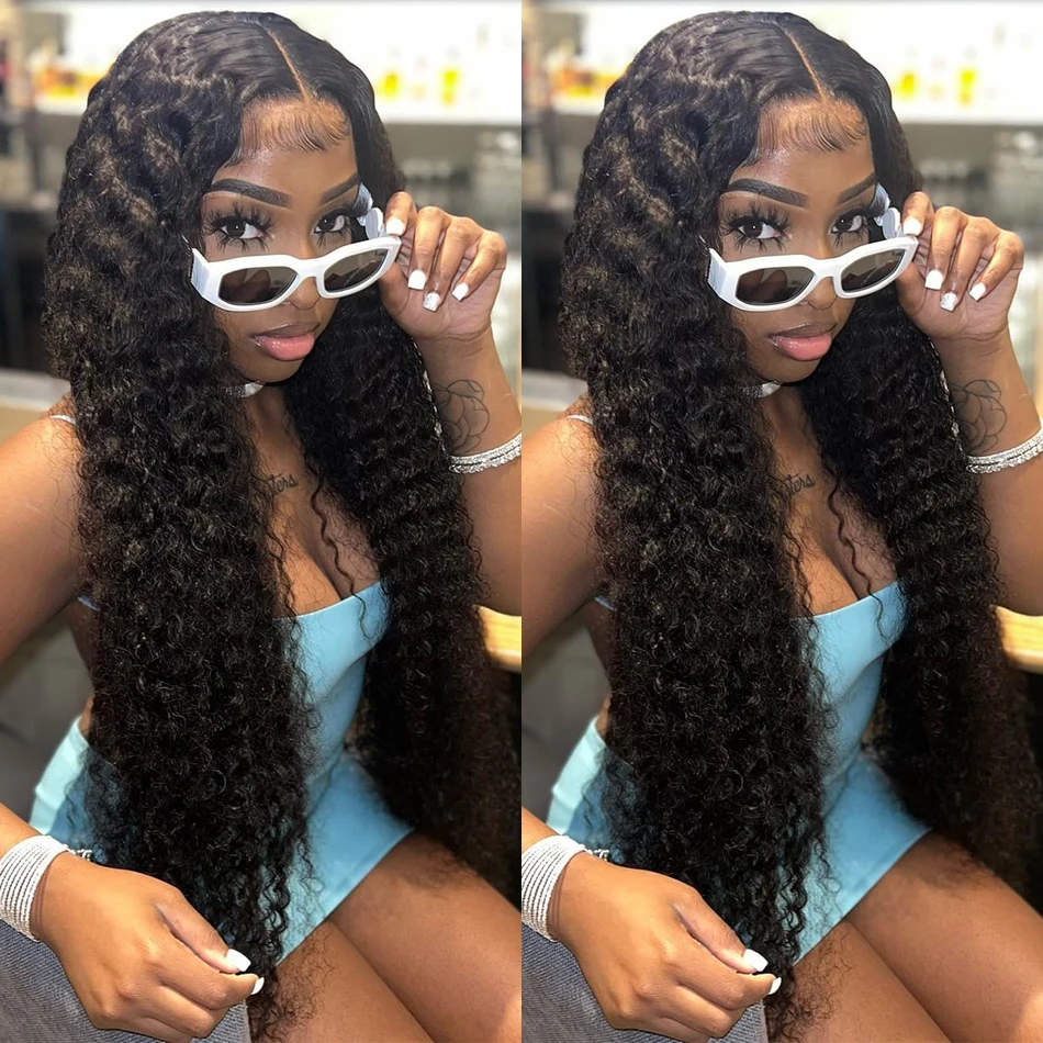 30inch 13x4 13X6 HD Deep Wave Lace Front Wig Human Hair Pre Plucked 4X4 Deep Curly Lace Closure Wigs for Women Remy Hair Wigs