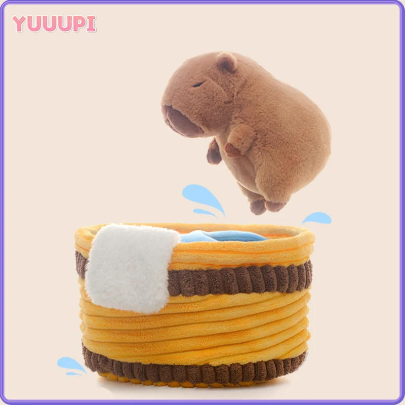 Kawaii Capybara Plush Toy Cute Capybara Taking A Bath Soft Stuffed Animal Funny Ornaments Home Decoration for Kids Birthday Gift