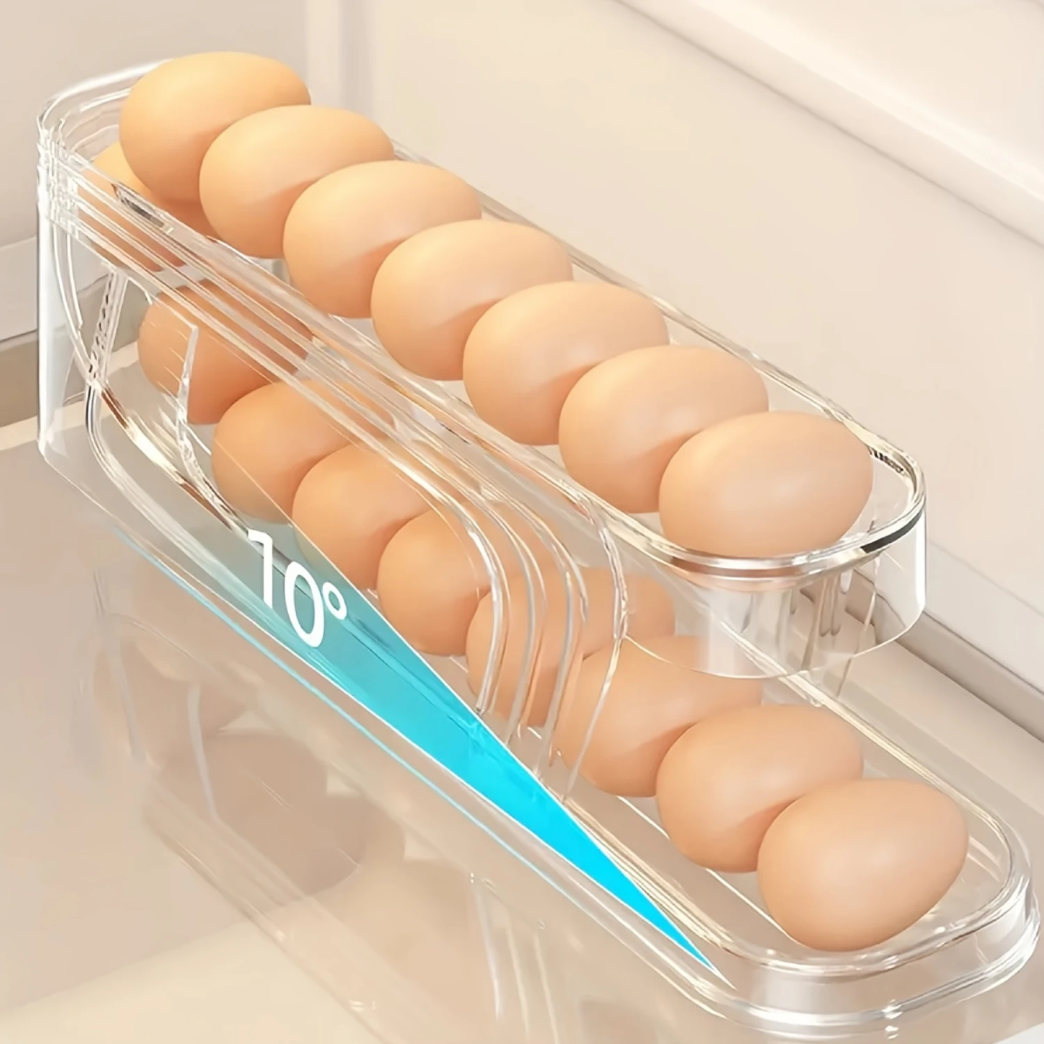 1PC, Transparent Egg  Box, Refrigerator Side Door Automatic Egg Rolling Multi-layer Shelf Special Crisper, Egg  Rack, Refrigerat