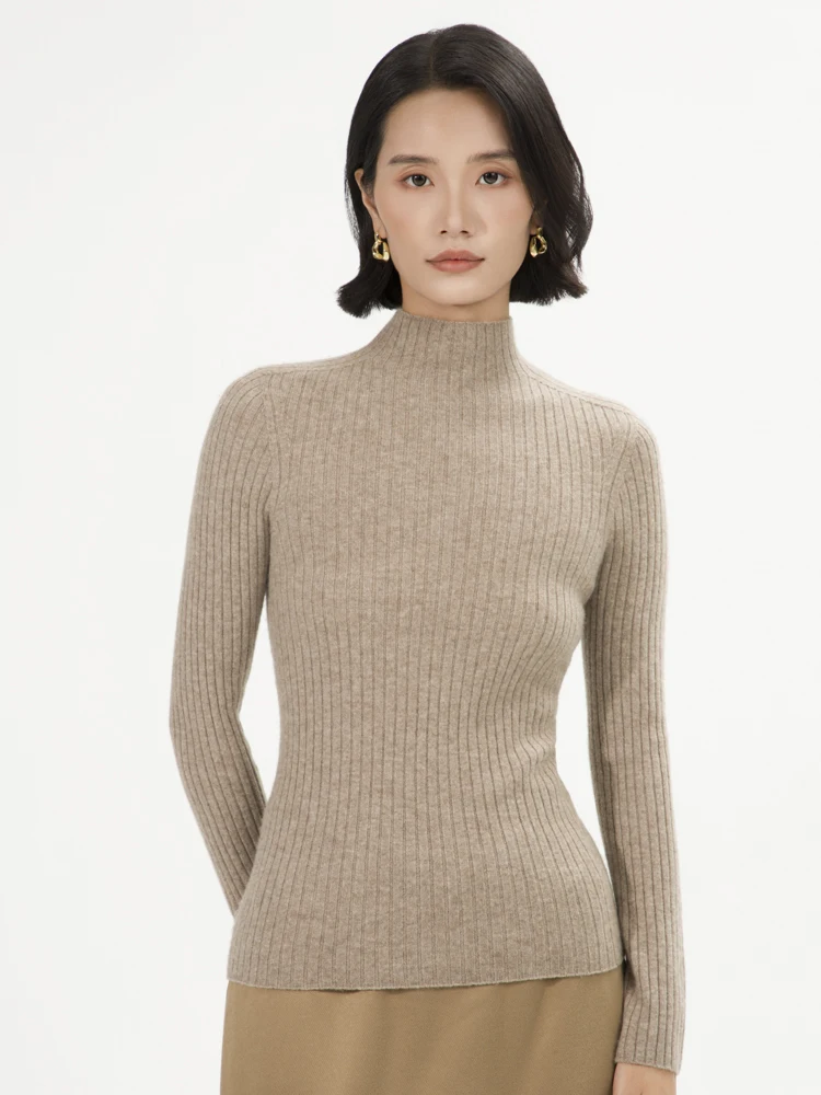 เสื้อสเวตเตอร์แคชเมียร์สำหรับผู้หญิง คอเต่า ลายทาง ดีไซน์หรูหรา ทรงเข้ารูป ผ้าถักลายแจ็คการ์ดไร้รอยต่อ ผลิตจากแคชเมียร์แท้ 100% สำหรับฤดูใบไม้ร่วงและฤดูหนาว