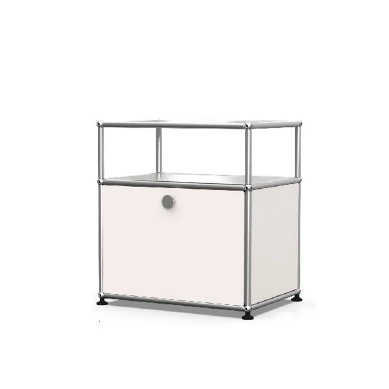 Medieval Bauhaus cream wind U module combination insm wind bedside table stainless steel module combination cabinet
