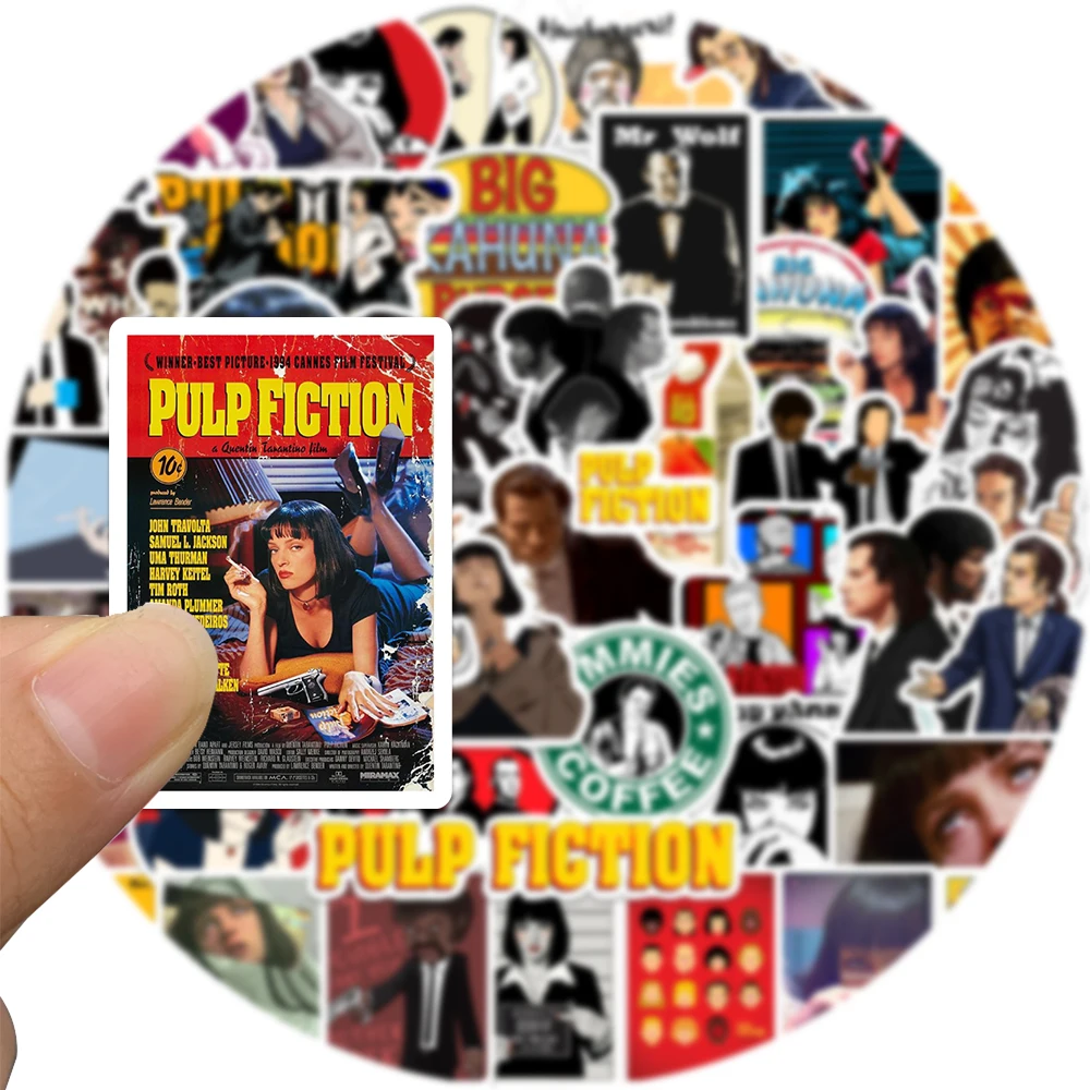 Clássico filme pulp fiction adesivos, adesivos impermeáveis para geladeira, carro, capacete, bicicleta, guitarra, laptop, skate, decalque, diy, 50pcs