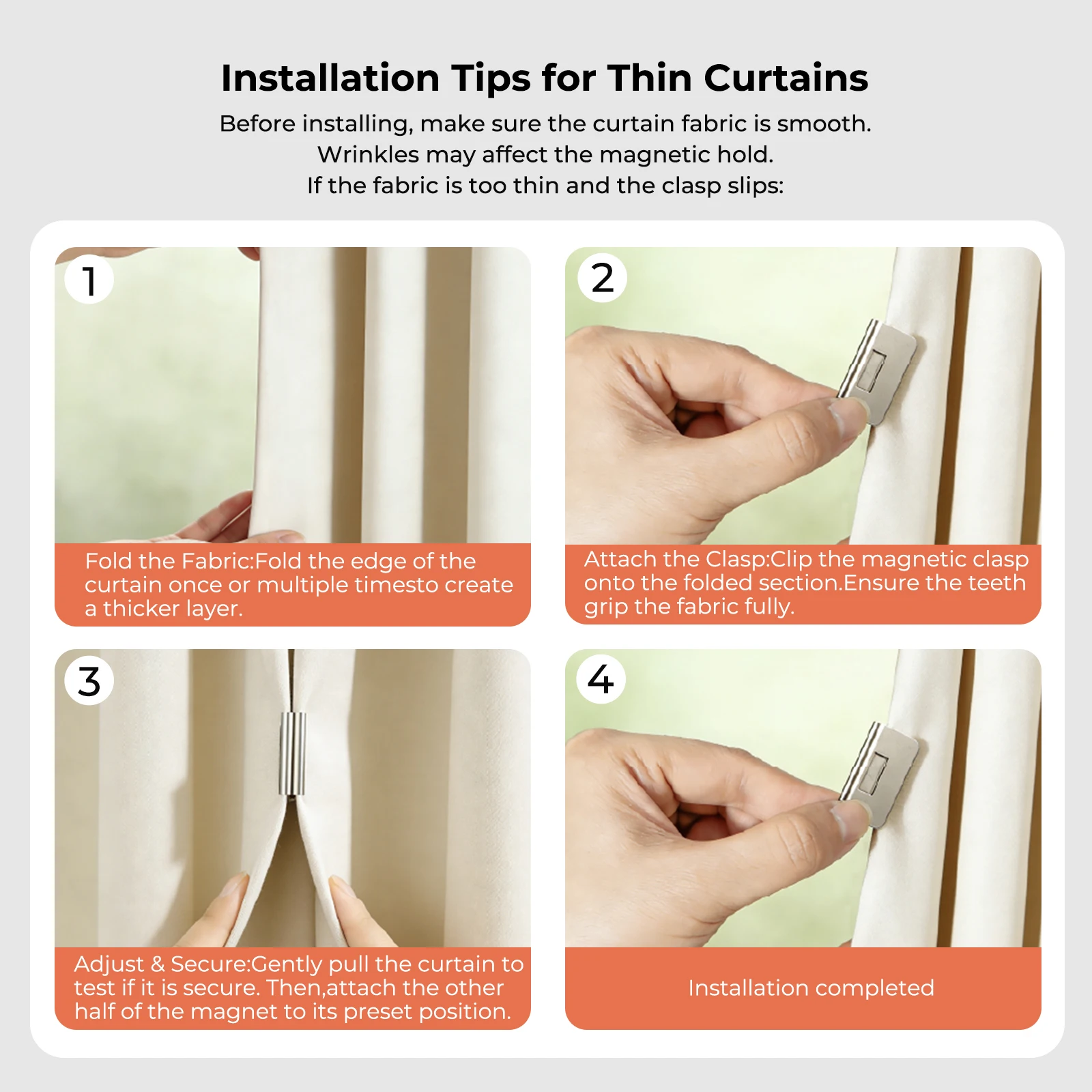 1-40Pairs Curtain Clips Curtain Magnet Closures Keep Curtains Closed Light Leak Prevention for Indoor  Home Bedroom Office