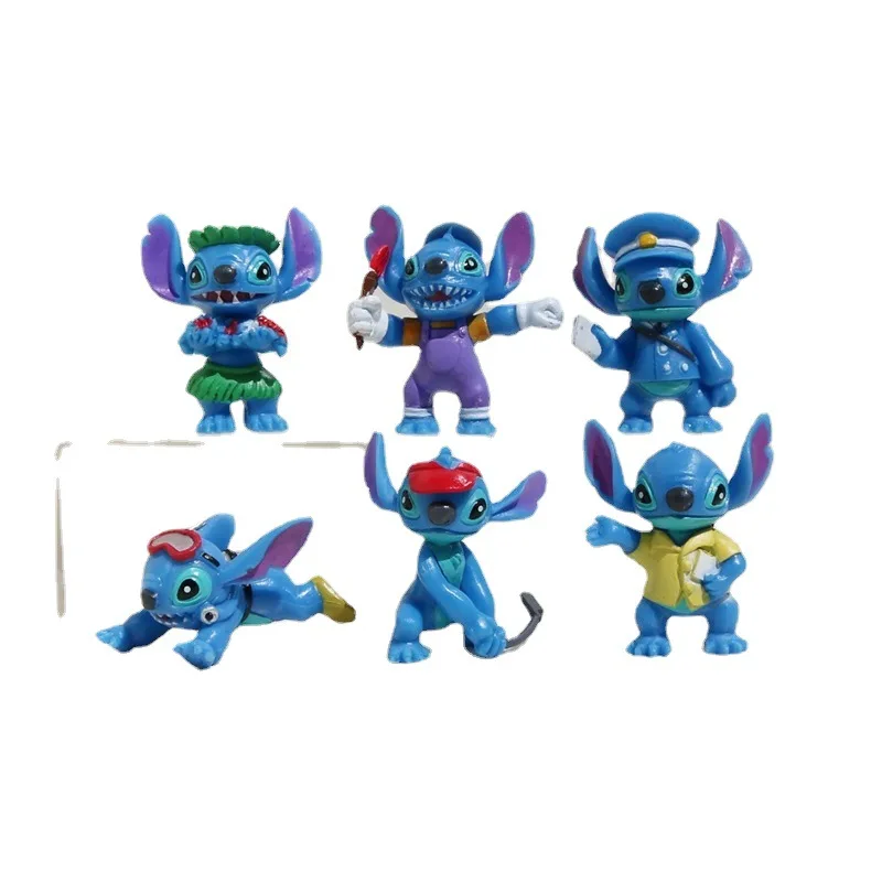 Figurki Stitch z kreskówek, lalki, zabawki, dekoracje do wnętrza samochodu, na biurko, figurki anime, miniatury, ozdoby, akcesoria, prezenty dla dzieci.