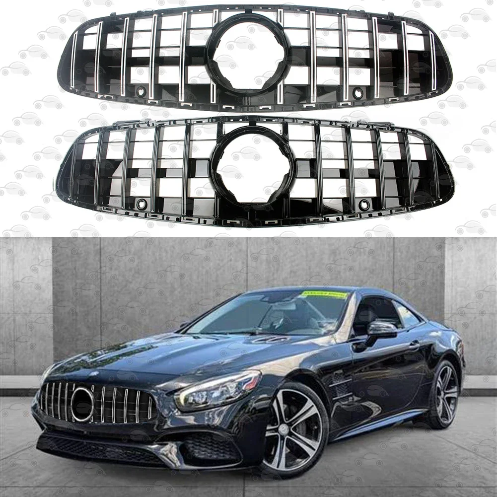 Front Bumper Racing Grill Billet Grille Cover For Mercedes-Benz R231 SL Class 2017-2020 2021