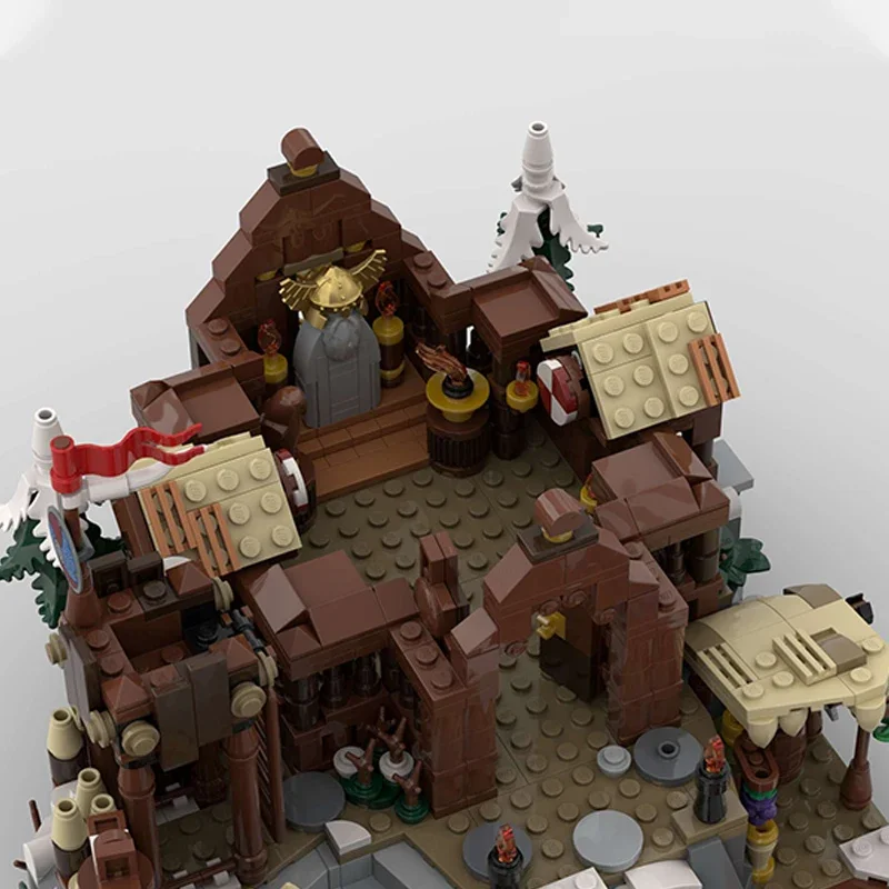 Street View Model MOC Building Bricks, Medieval Viking Village House, Modular Technology Gifts, Holiday Assemble Toys Suit para niños