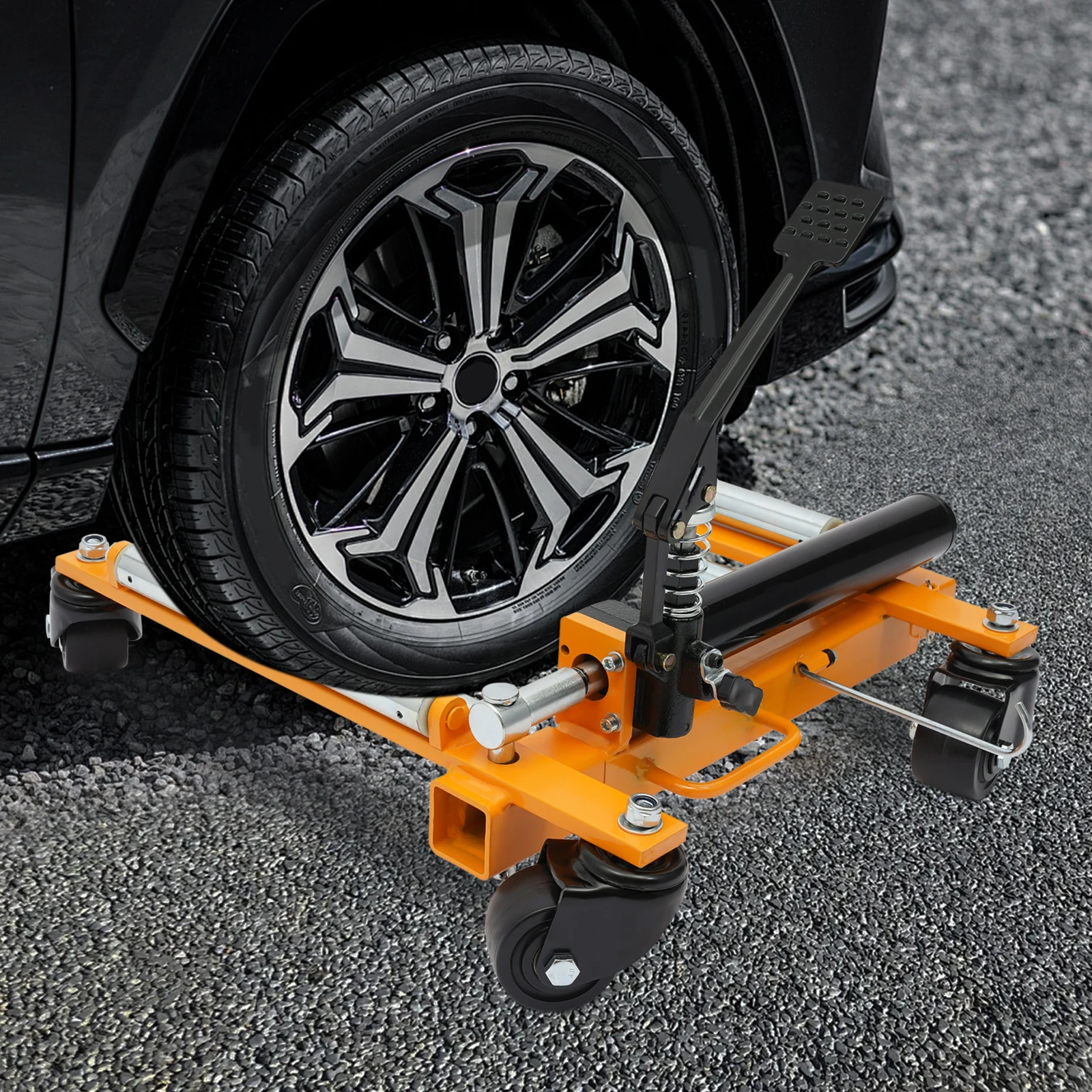 1Tons Car Wheel Moving Tool Gear Driven Lifting Car Wheel Lift Tool Steel Vehicle Moving Tool with Foot Pedal for 12 Inches Tire