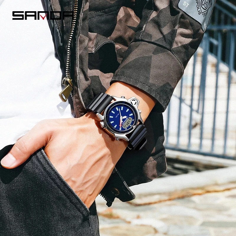 Fashion Sanda Top Brand Sport Men Watches New Casual Military Quartz 50m Waterproofshock Male Auto Wrist Watch Relogio Masculino