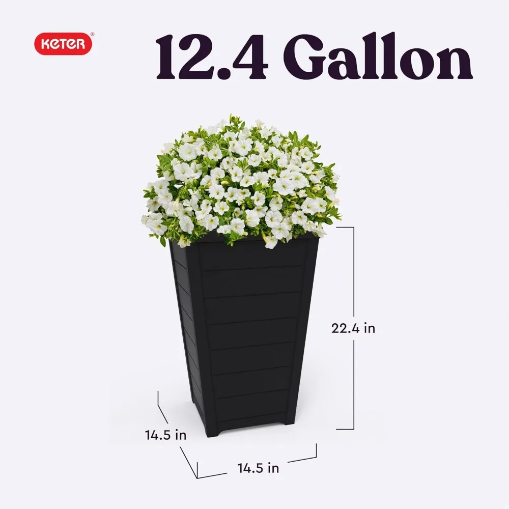 

Современные уличные 22-дюймовые высокие большие цветочные горшки, набор из 2 шт., деревянные горшки для декора сада, патио, прочная смола