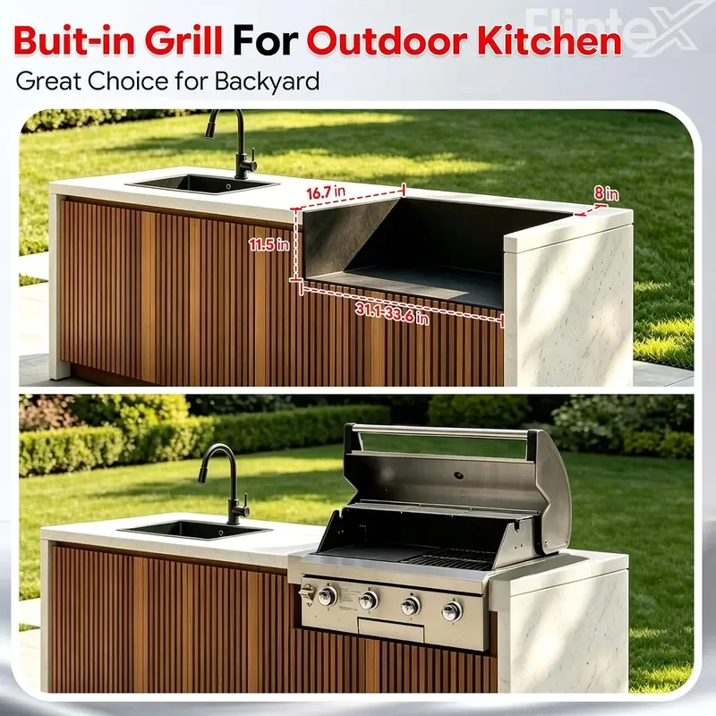 Built in Outdoor Kitchen Grill 650 sqin Cooking Area 30 inch