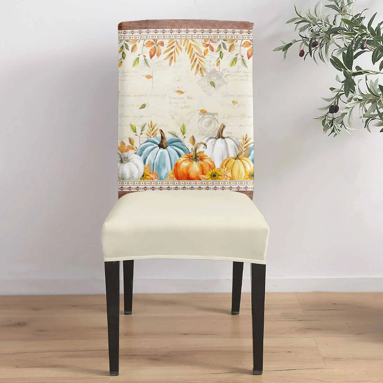 

Southwest Wind Pumpkin Leaves 4/6/8PCS Spandex Elastic Chair Case For Wedding Hotel Banquet Dining Room