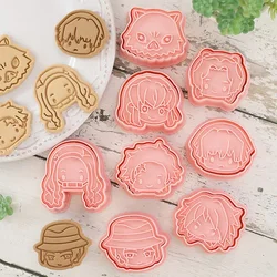 Anime Demon Slayer Cookie Cutters DIY Moldes Set Carimbo de biscoito dos desenhos animados Ferramentas de pastelaria Molde de biscoito para cozimento, Fondant Cutter