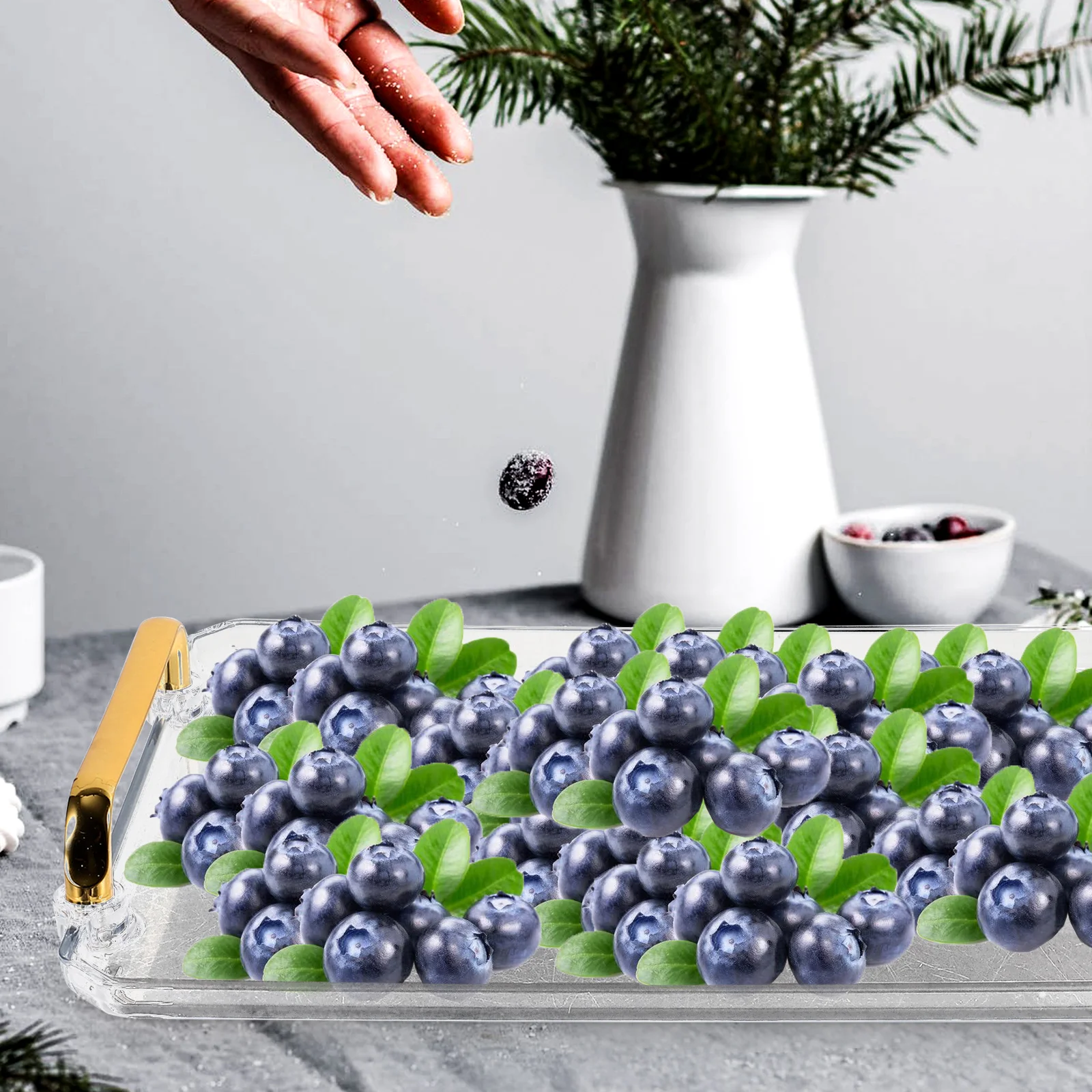 صينية مستطيلة شفافة صغيرة تخزين صينية تقديم للقهوة الشاي حفلة الحلوى وجبات خفيفة الفاكهة اكسسوارات الاستخدام اليومي المنزلية