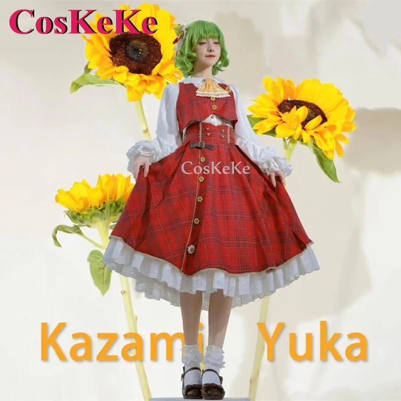 CosKeKe Kazami Yuuka تأثيري لعبة Touhou مشروع زي أنيق الحلو الأحمر شبكة موحدة هالوين حفلة لعب الأدوار الملابس الجديدة