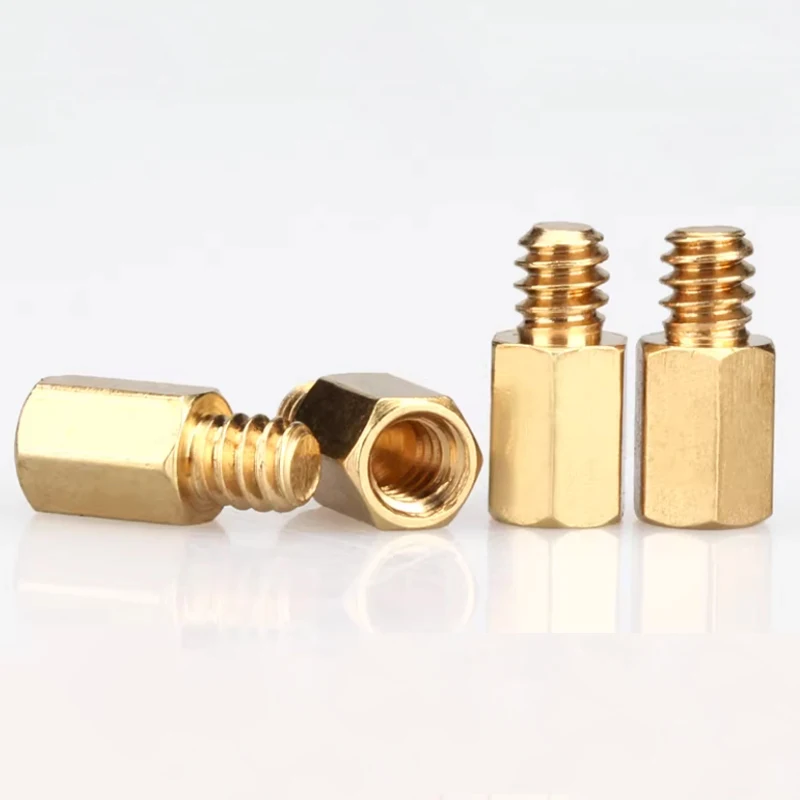 20/50/100pcs UNC #6-32x6.4+4mm Brass Motherboard Standoffs For Atx Computer Case Motherboard Female Male Standoff Spacer - view 4