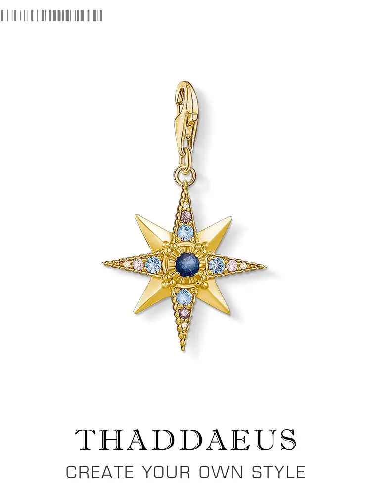 Lucky Golden Royalty Star Pendant Charm 925 Sterling Sliver Bohemia Nowa modna biżuteria dla kobiet prezent dla mężczyzny — zdjęcie 2