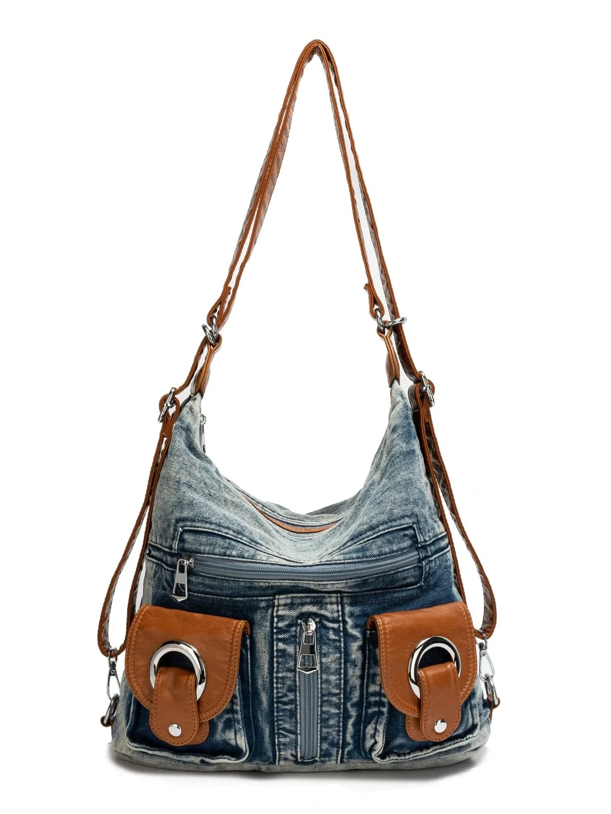 

Motorcycle denim bag, female niche design, student commuting leisure backpack, retro versatile crossbody bag school bag mochilas