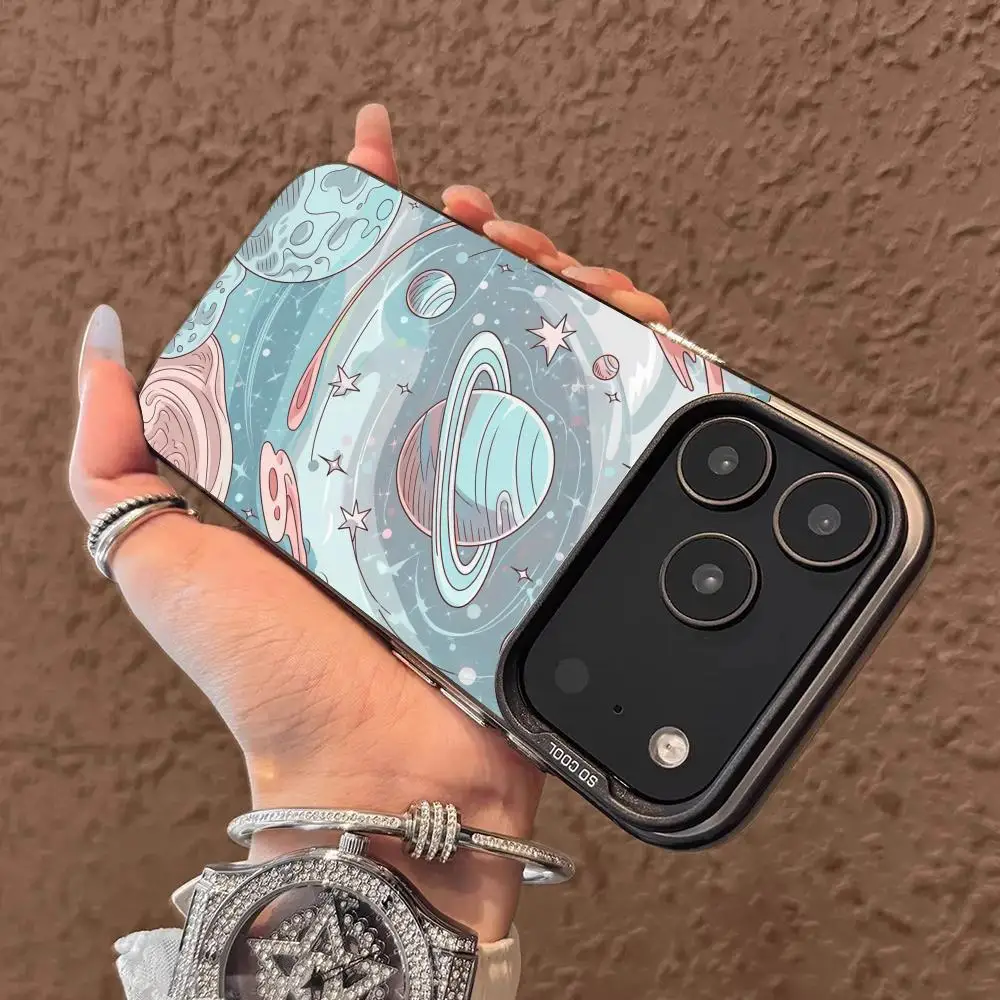 Чехол для телефона с рисунком синей планеты для iPhone 17, 16, 15, 14, 13, 12, 11 Pro/Max/Plus, противоударная задняя крышка с защитой от отпечатков пальцев