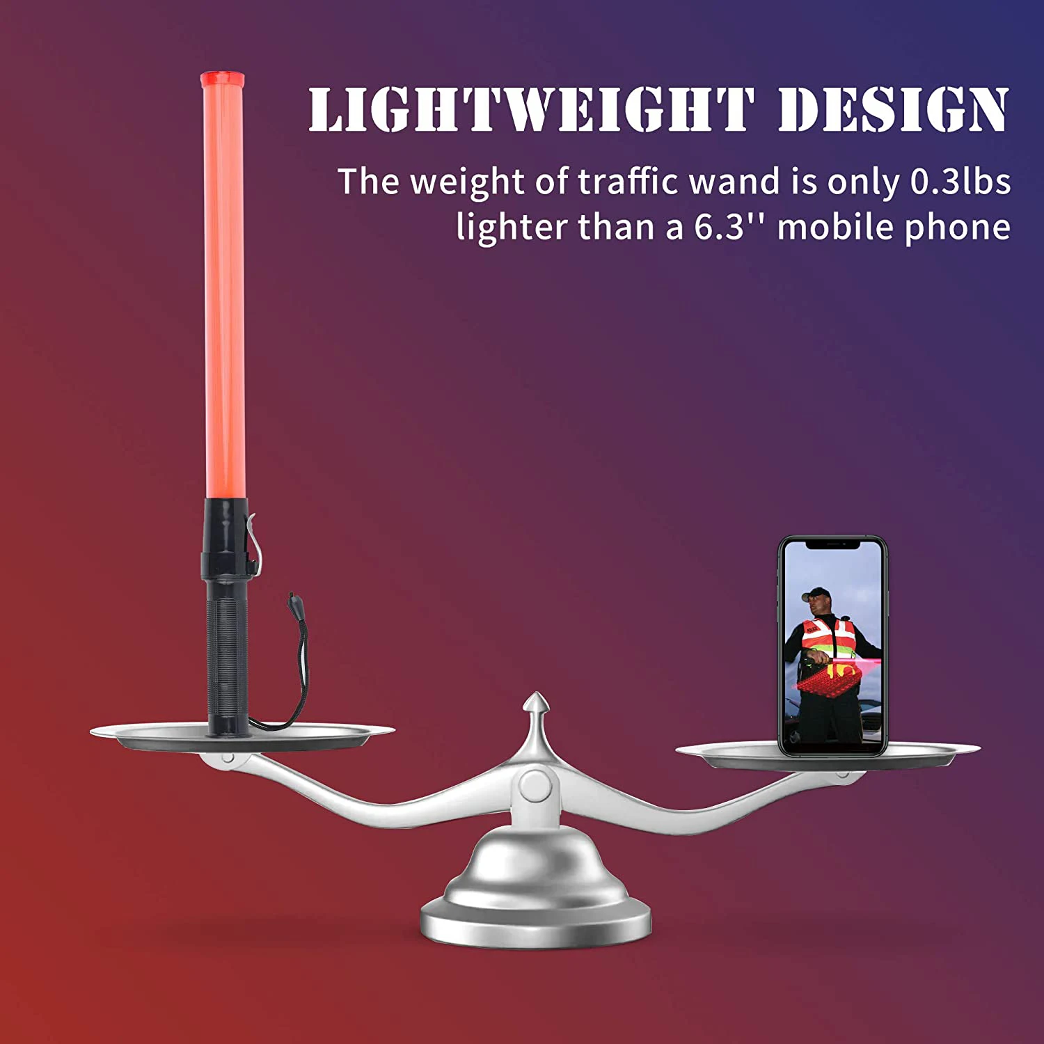 2Pack 21Inch Signal Traffic Safety Led Light Traffic Wands for Parking Guides