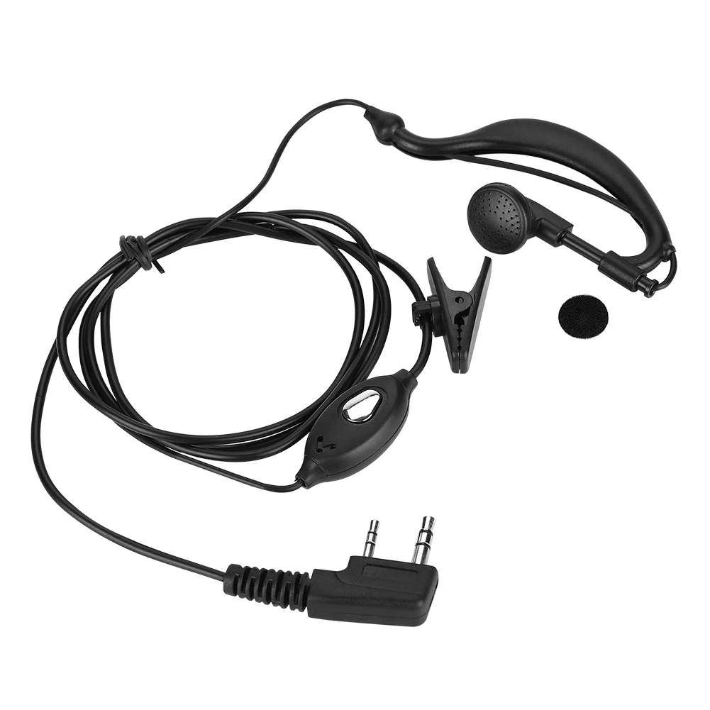 2Pin Earpiece PTT Walkie Talkie Headset Ear Hook Easy Wear Noise Reduction Perfect Fit for Two way Radio Outdoor Work Security