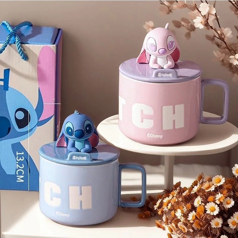 

Кружка Kawaii, новая керамическая чашка большой емкости, 450 мл, пара с крышкой, чашка для кофе, подарок