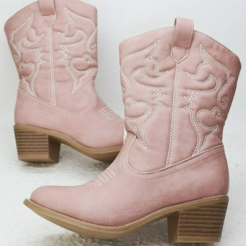 Classic Western Knee High Boots for Girls Premium Quality Slip-on Cowboy Long Booties Kids Autumn Heeled Point Botas Kids Shoes