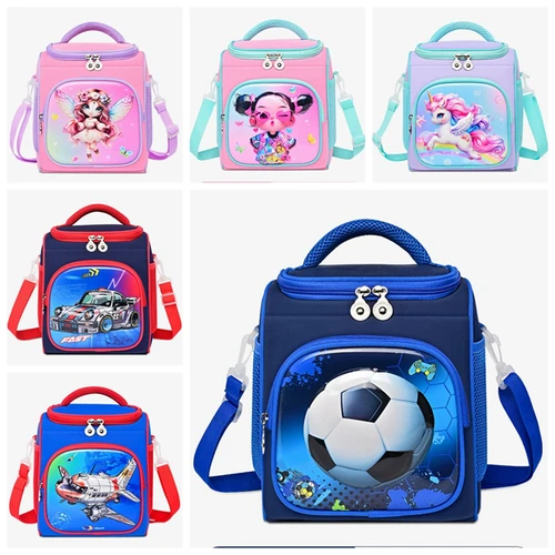 Imagen 2 del producto Bolsa de almuerzo con aislamiento de dibujos animados para niños, bolso portátil, estilo transpirable, bolsa de comida para Picnic en la playa para estudiantes de primaria