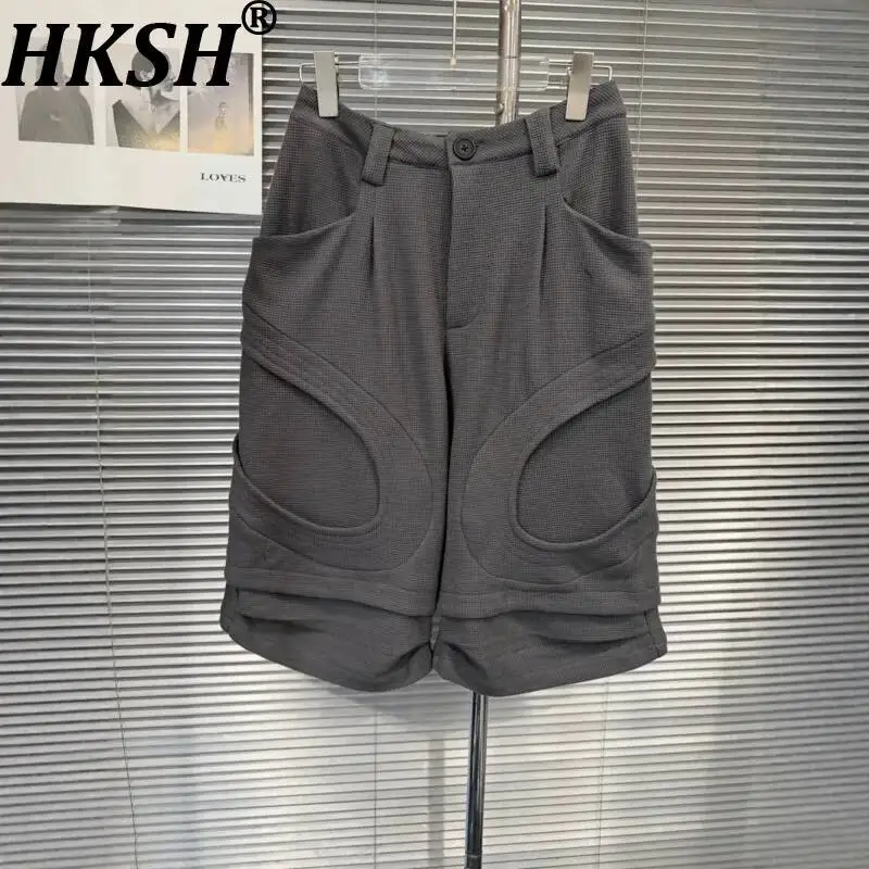 HKSH Women Shorts Tide Stylish Three-Dimensional Patchwork Deconstructed Texture Design Loose Casual Niche Cropped Pants HK24898