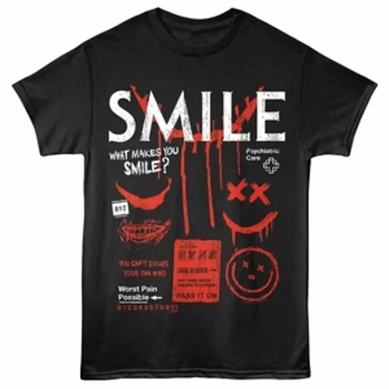 Smile Psychiatric Care Men's T Shirt vintage Washed Breathable Top For Everyday Wear Slightly streetwear graphic fashion