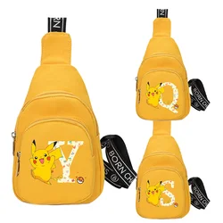 Pokemon Waist Bags Pikachu Chest Bag Pack One Shoulder Crossbody A-Z Letters Print Cartoons Fanny Pack Cute Zipper Satchel Gifts