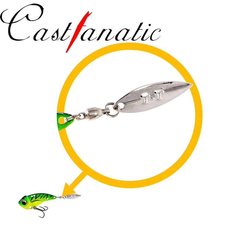 Castfanatic Spinner Blade Metal Willow Rotating Spoon Pin Sequins Noisy Spoons For Metal VIB Tail Fishing Accessories