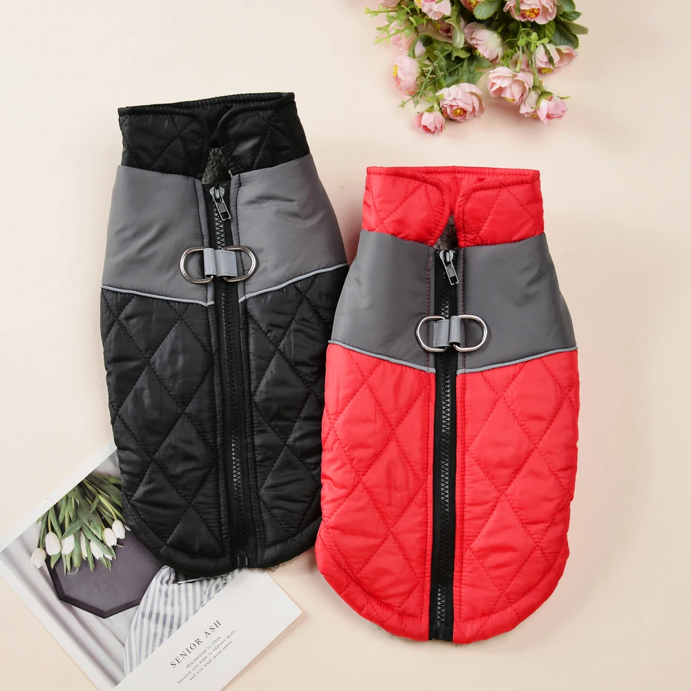 2 قطعة ملابس الحيوانات الأليفة الخارجية للخريف والشتاء ملابس الكلاب المقاومة للماء سترة ملابس مبطنة بالقطن للحيوانات الأليفة #1