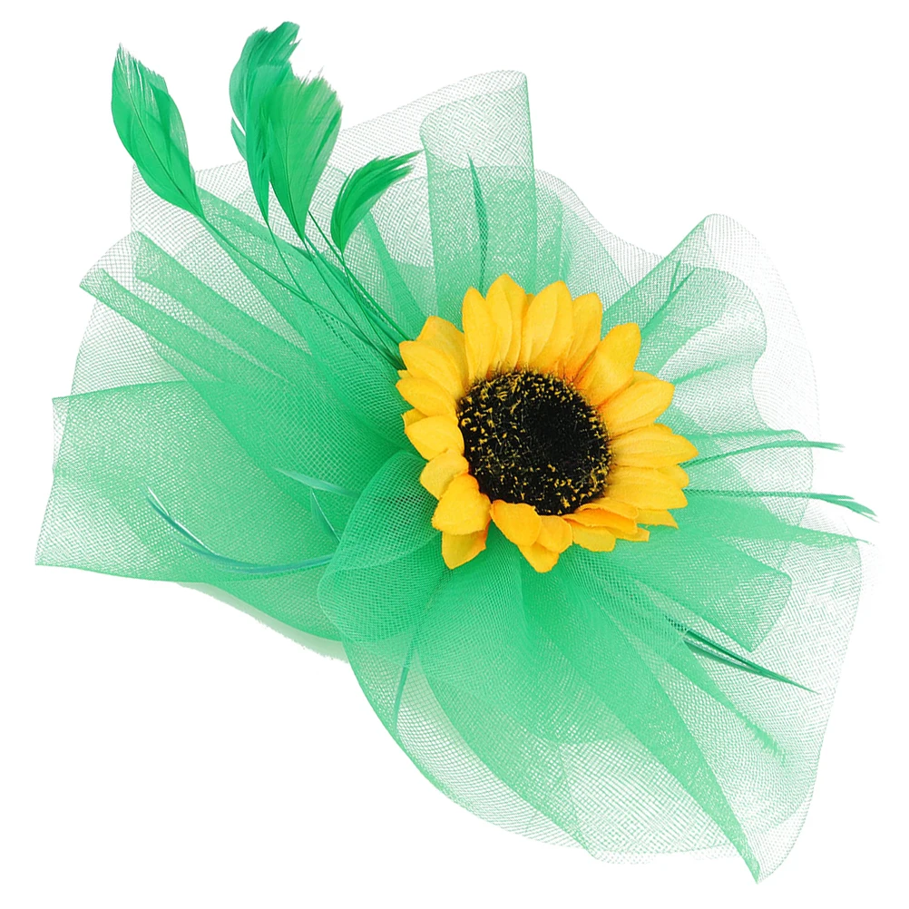 

Sunflower Fascinators Mesh Headb Green Hair Accessories Wedding Hats Bridal Party Prom Elegant Women Flapper Dress