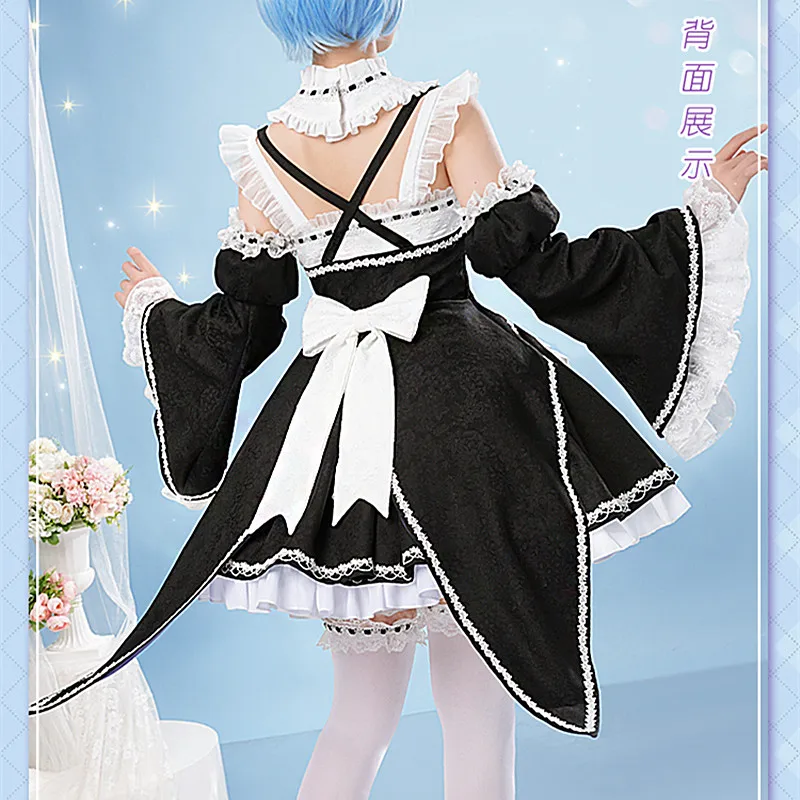 Game RE: ZERO - Starting Life in Another World Rem Maid Dress Cosplay Costume Anime Women Role Play Clothing Halloween Suit