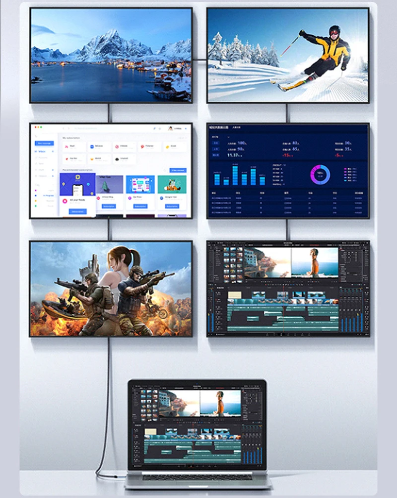 USB4 40Gbps USB-C to C Cable, 8K60Hz Video, 240W PD Fast Charge, Thunderbolt 3/4, for Laptop/SSD/Monitor, 0.5/1/1.5/2M view 6