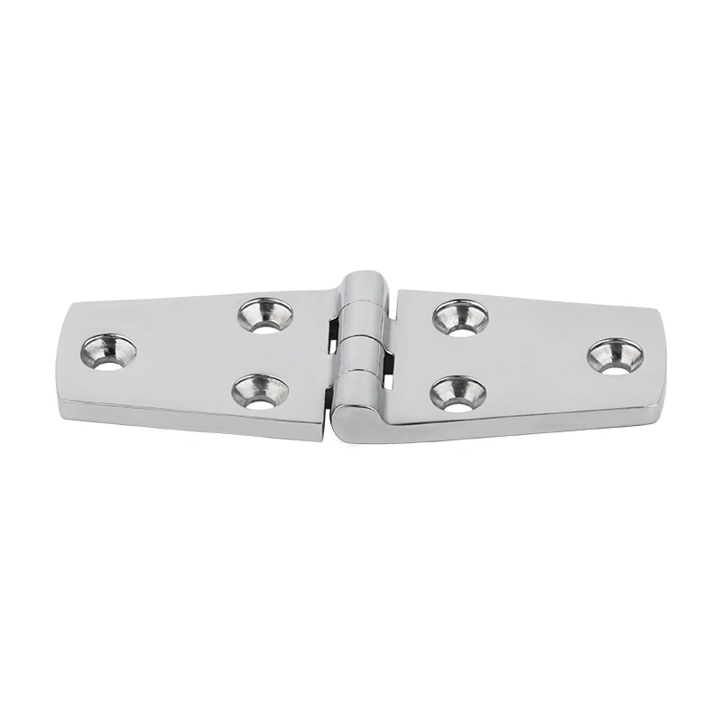 Aço inoxidável fundido porta cinta dobradiça, 6 furos, polimento espelho, barco marinho Hardware peças, 38x10mm, 8pcs